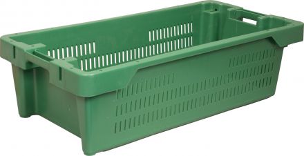 Ящик рыбный 800х400х225 перфорированный дно сплошное зеленый Ящик рыбный 800х400х225 перфорированный дно сплошное зеленый