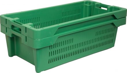 Ящик рыбный 800х400х225 перфорированный дно сплошное зеленый Ящик рыбный 800х400х225 перфорированный дно сплошное зеленый