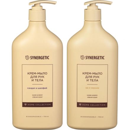 Подарочный набор жидк. крем-мыла SYNERGETIC:Уд-Нероли+Сандал-Шалфей 2x0,75л Подарочный набор жидк. крем-мыла SYNERGETIC:Уд-Нероли+Сандал-Шалфей 2x0,75л