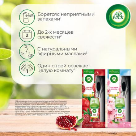 Освежитель воздуха автоматический со сменным баллоном 250 мл, AIRWICK,"Дикий гранат", 3145222