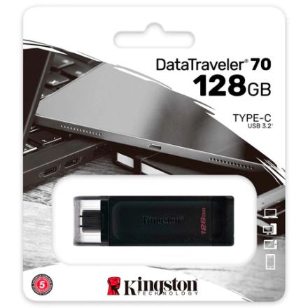 Флеш-диск 128 GB KINGSTON DataTraveler 70, разъем Type-C 3.2, черный, DT70/128GB Флеш-диск 128 GB KINGSTON DataTraveler 70, разъем Type-C 3.2, черный, DT70/128GB