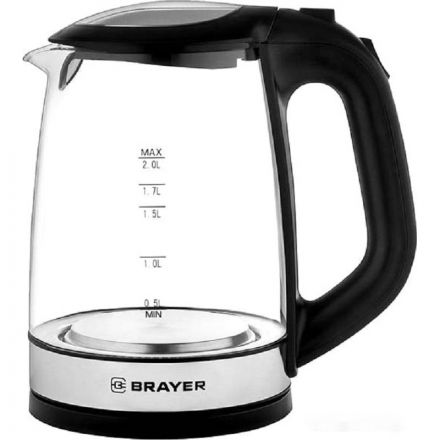Чайник электрический BRAYER BR1040BK, 2220Вт, 2 л, стекл., черный Чайник электрический BRAYER BR1040BK, 2220Вт, 2 л, стекл., черный