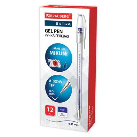 Ручка гелевая BRAUBERG "EXTRA", СИНЯЯ, корпус прозрачный, узел 0,5 мм, линия 0,35 мм, 143902 Ручка гелевая BRAUBERG "EXTRA", СИНЯЯ, корпус прозрачный, узел 0,5 мм, линия 0,35 мм, 143902