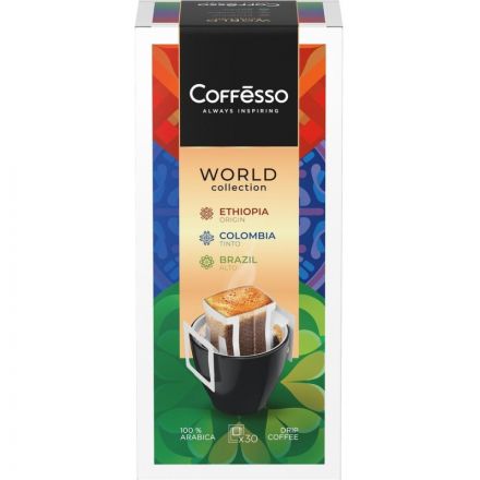 Кофе Coffesso DRIP MIX WORLD COLLECTION ассорти в дрип-пакетах, 30х10г Кофе Coffesso DRIP MIX WORLD COLLECTION ассорти в дрип-пакетах, 30х10г
