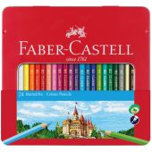 Карандаши цветные Faber-Castell "Замок", 24цв., шестигр., заточ., метал. кор. Карандаши цветные Faber-Castell "Замок", 24цв., шестигр., заточ., метал. кор.