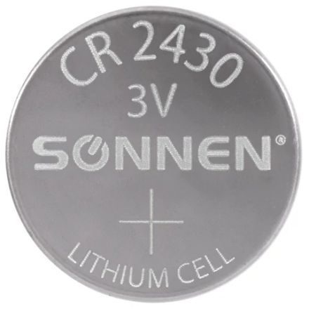 Батарейка литиевая SONNEN Lithium CR2430 "таблетка, дисковая, кнопочная" 1 шт., блистер, 455600