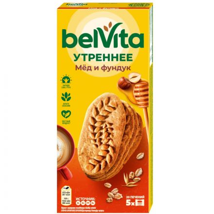 Печенье BelVita Утреннее фундук, мед, 225г