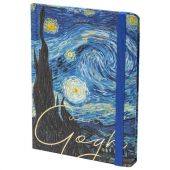 Блокнот с резинкой в клетку 96 л., А5 (145х203 мм), твердая обложка с фольгой, BRAUBERG, "Van Gogh", 113728