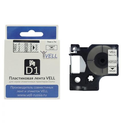 Картридж Vell VL-D-S0720670/40910 (9 мм, чер на прозрачн) для LM {vell40910