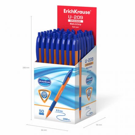 Ручка шариковая масляная автоматическая с грипом ERICH KRAUSE "U-209 Orange", СИНЯЯ, узел 1,0 мм, линия письма 0,3 мм, 47593 Ручка шариковая масляная автоматическая с грипом ERICH KRAUSE "U-209 Orange", СИНЯЯ, узел 1,0 мм, линия письма 0,3 мм, 47593