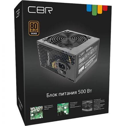 Блок питания CBR ATX 500W 80+ Bronze, APFC, 12cm fan, BOX,(PSU-ATX500-12GM) Блок питания CBR ATX 500W 80+ Bronze, APFC, 12cm fan, BOX,(PSU-ATX500-12GM)