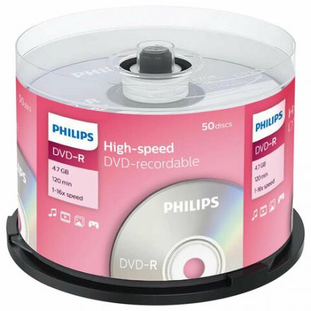 Диск DVD-R PHILIPS, 4,7 Гб, 16x, Cake Box (упаковка на шпиле), КОМПЛЕКТ 50 шт., DM4S6B50F/97 Диск DVD-R PHILIPS, 4,7 Гб, 16x, Cake Box (упаковка на шпиле), КОМПЛЕКТ 50 шт., DM4S6B50F/97
