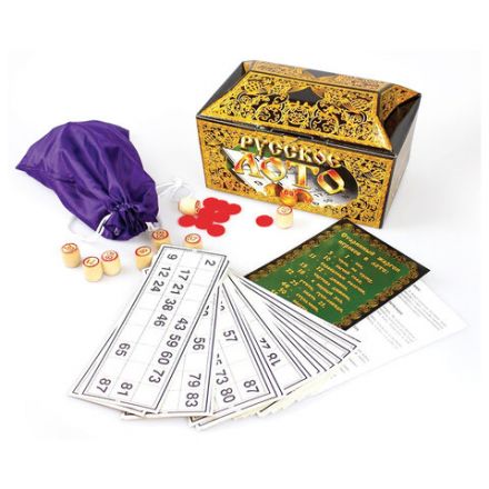 Игра настольная "Русское лото" в картонном ларце, 90 бочонков, жетоны, 24 карточки, 10 КОРОЛЕВСТВО, 00142 Игра настольная "Русское лото" в картонном ларце, 90 бочонков, жетоны, 24 карточки, 10 КОРОЛЕВСТВО, 00142