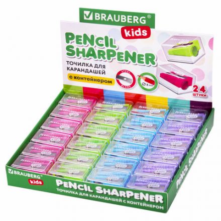 Точилка BRAUBERG KIDS "MINI", с контейнером, пластиковая, пастельные цвета ассорти, 271944 Точилка BRAUBERG KIDS "MINI", с контейнером, пластиковая, пастельные цвета ассорти, 271944
