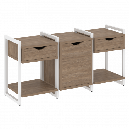 Loft Тумба на регулируемых опорах наборная. Вариант №6 VR.L-TN-6.O Дуб аризона/Белый металл 1440*460*719