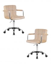 Набор 2 шт Офисное кресло для персонала DOBRIN TERRY, бежевый велюр (MJ9-10)