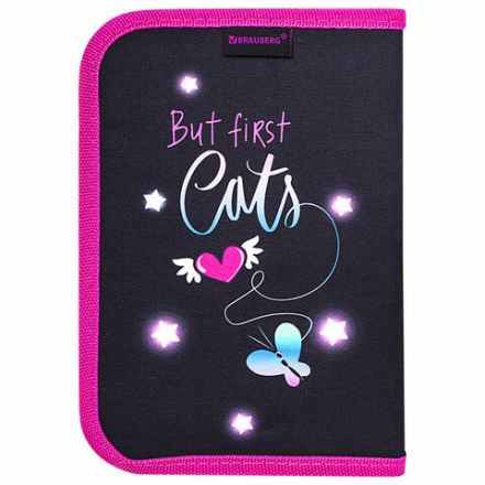 Пенал BRAUBERG с наполнением, 1 отделение, 1 откидная планка, 24 предмета, 21х14 см, "Cats first", 271525 Пенал BRAUBERG с наполнением, 1 отделение, 1 откидная планка, 24 предмета, 21х14 см, "Cats first", 271525