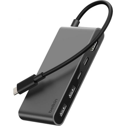 Разветвитель USB Belkin (AVC022hqSGY)хаб 5в1 4K@60Hz 100W сер.косм