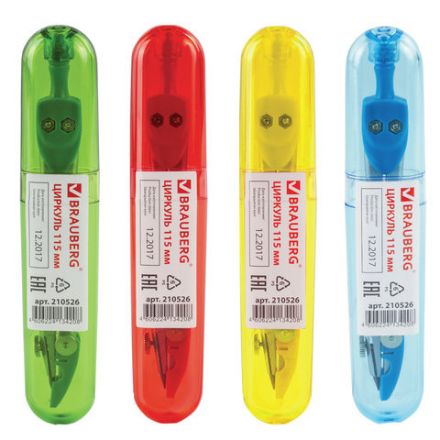 Циркуль с защитным колпачком BRAUBERG "Klasse", 115 мм, пластиковый пенал, ассорти, дисплей, 210526 Циркуль с защитным колпачком BRAUBERG "Klasse", 115 мм, пластиковый пенал, ассорти, дисплей, 210526