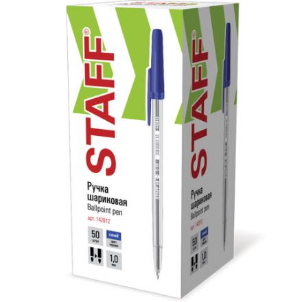 Ручка шариковая STAFF "C-51", СИНЯЯ, корпус прозрачный, узел 1 мм, линия письма 0,7 мм, 142812 Ручка шариковая STAFF "C-51", СИНЯЯ, корпус прозрачный, узел 1 мм, линия письма 0,7 мм, 142812