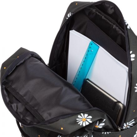 Рюкзак Квадро Ромашки,черный, 1отд., 3 кармана,37х28х13 Рюкзак Квадро Ромашки,черный, 1отд., 3 кармана,37х28х13