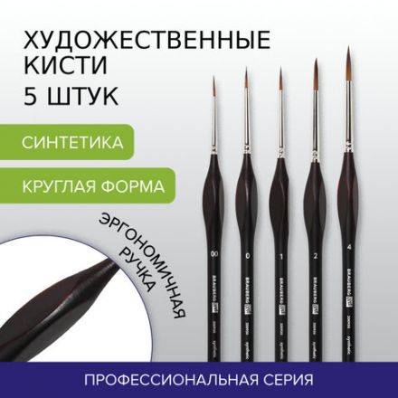 Кисти художественные набор 5 шт., синтетика, BRAUBERG ART CLASSIC, ЭРГОНОМИЧНЫЕ, 200950 Кисти художественные набор 5 шт., синтетика, BRAUBERG ART CLASSIC, ЭРГОНОМИЧНЫЕ, 200950
