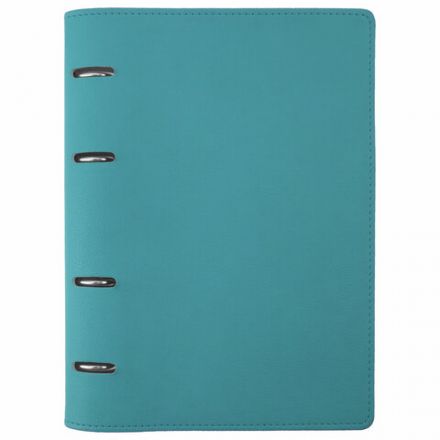 Тетрадь на кольцах А5 (180х220 мм), 120 листов, под кожу, клетка, BRAUBERG "Joy", бирюзовый/серо-голубой, 129993