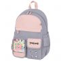 Рюкзак BRAUBERG PASTEL с термонашивками в комплекте, "Sweet paws", серый, 40х29х14 см, 272064