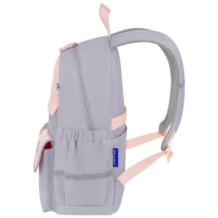 Рюкзак BRAUBERG PASTEL с термонашивками в комплекте, "Sweet paws", серый, 40х29х14 см, 272064
