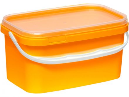 Ведро 2л. прямоугольное, с бесцветной крышкой, с ручкой пластик  жёлтый