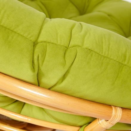 Кресло Папасан/Papasan (23/01 W) /с подушкой и ремешками/ диаметр подушки 125см, 115х101х104см, медовый, флок олива, 23