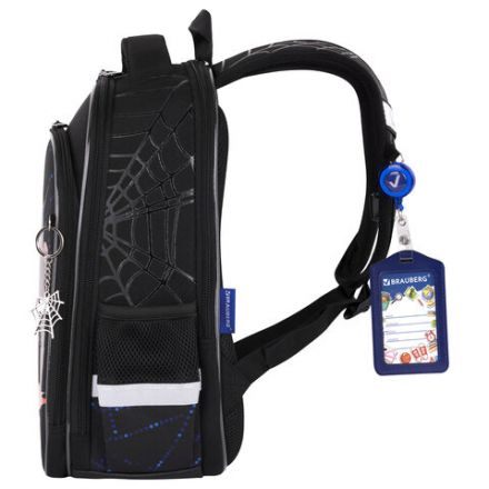 Ранец BRAUBERG QUADRO, 3 отделения, с брелком, Fire spider, 37х28х18 см, 273106