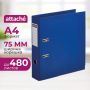 Папка-регистратор 75мм Attache, А4, синяя, ПБП2, метал. угол, карман.кор