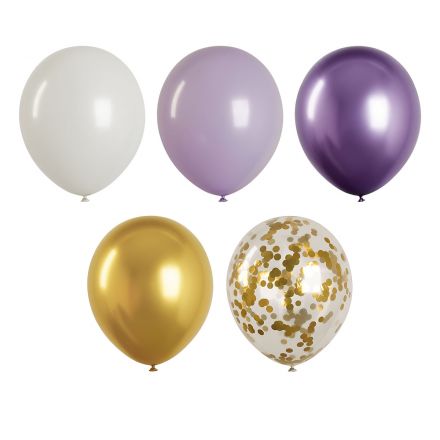 Воздушные шары, 40шт., М12/30см, MESHU, "Purple", 5 цветов ассорти Воздушные шары, 40шт., М12/30см, MESHU, "Purple", 5 цветов ассорти