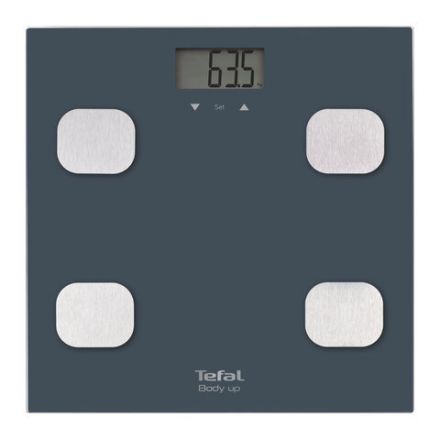 Весы напольные TEFAL Body Up BM2520V0, электронные, максимальная нагрузка 150 кг, квадрат, стекло, серые, 2100111795