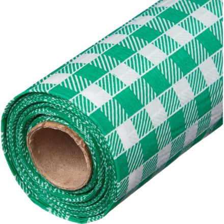 Скатерть одноразовая Luscan, 120х200см 6шт/рулон, зеленая клетка