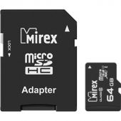 Карта памяти Mirex microSDХC с адапт 64Gb UHS-I/U1/class 10(13613-AD10SD64)