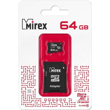 Карта памяти Mirex microSDХC с адапт 64Gb UHS-I/U1/class 10(13613-AD10SD64) Карта памяти Mirex microSDХC с адапт 64Gb UHS-I/U1/class 10(13613-AD10SD64)
