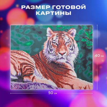 Картина стразами (алмазная мозаика) 40х50 см, ОСТРОВ СОКРОВИЩ "Тигр", на подрамнике, 662427 Картина стразами (алмазная мозаика) 40х50 см, ОСТРОВ СОКРОВИЩ "Тигр", на подрамнике, 662427