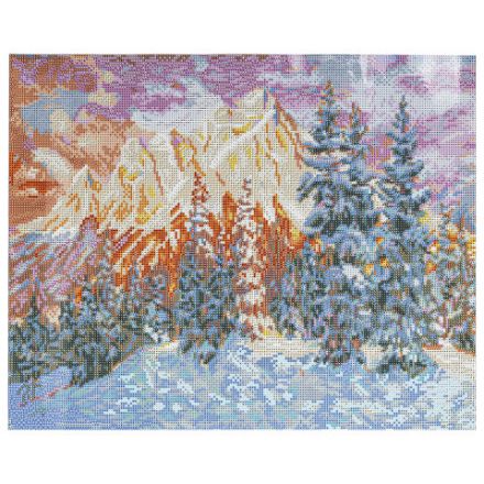 Картина стразами (алмазная мозаика) 40х50 см, ОСТРОВ СОКРОВИЩ "Закат в горах", без подрамника, 662580