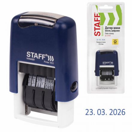 Датер-мини STAFF, месяц цифрами, оттиск 22х4 мм, "Printer 7810 BANK", 237433 Датер-мини STAFF, месяц цифрами, оттиск 22х4 мм, "Printer 7810 BANK", 237433