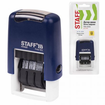 Датер-мини STAFF, месяц цифрами, оттиск 22х4 мм, "Printer 7810 BANK", 237433 Датер-мини STAFF, месяц цифрами, оттиск 22х4 мм, "Printer 7810 BANK", 237433