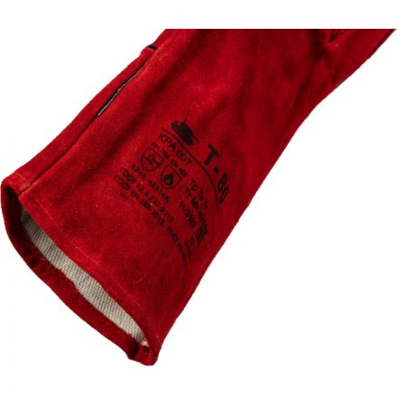 Краги Т-80 спилковые красные тип ТРЕК (флисовая подкладка)  (Размер 10,5)