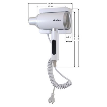 Фен для волос настенный KSITEX F-2000W JET, 2000 Вт, пластик 2 скорости, 2 температурных режима, белый Фен для волос настенный KSITEX F-2000W JET, 2000 Вт, пластик 2 скорости, 2 температурных режима, белый