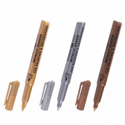 Набор маркеров для декорирования и рисования 3 ЦВЕТА BRAUBERG ART METALLIC, линия письма 1-3 мм, 152440 Набор маркеров для декорирования и рисования 3 ЦВЕТА BRAUBERG ART METALLIC, линия письма 1-3 мм, 152440