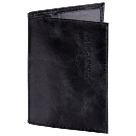 Обложка для паспорта натуральная кожа пулап, "Passport", кожаные карманы, черная, BRAUBERG, 238198