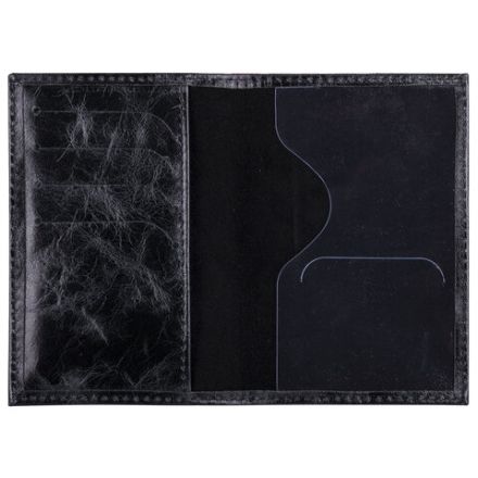 Обложка для паспорта натуральная кожа пулап, "Passport", кожаные карманы, черная, BRAUBERG, 238198