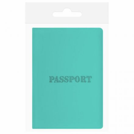 Обложка для паспорта, мягкий полиуретан, "PASSPORT", цвет "тиффани", STAFF, 238404