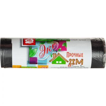 Мешки для мусора на 30 л Концепция быта Экодом черные (ПНД, 6 мкм, в рулоне 20 шт, 48х58 см)