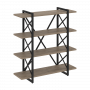 Loft Стеллаж на регулируемых опорах-4 полки VR.L-MST.O-4.8V Тиквуд тёмный/Чёрный металл 1200*400*1280